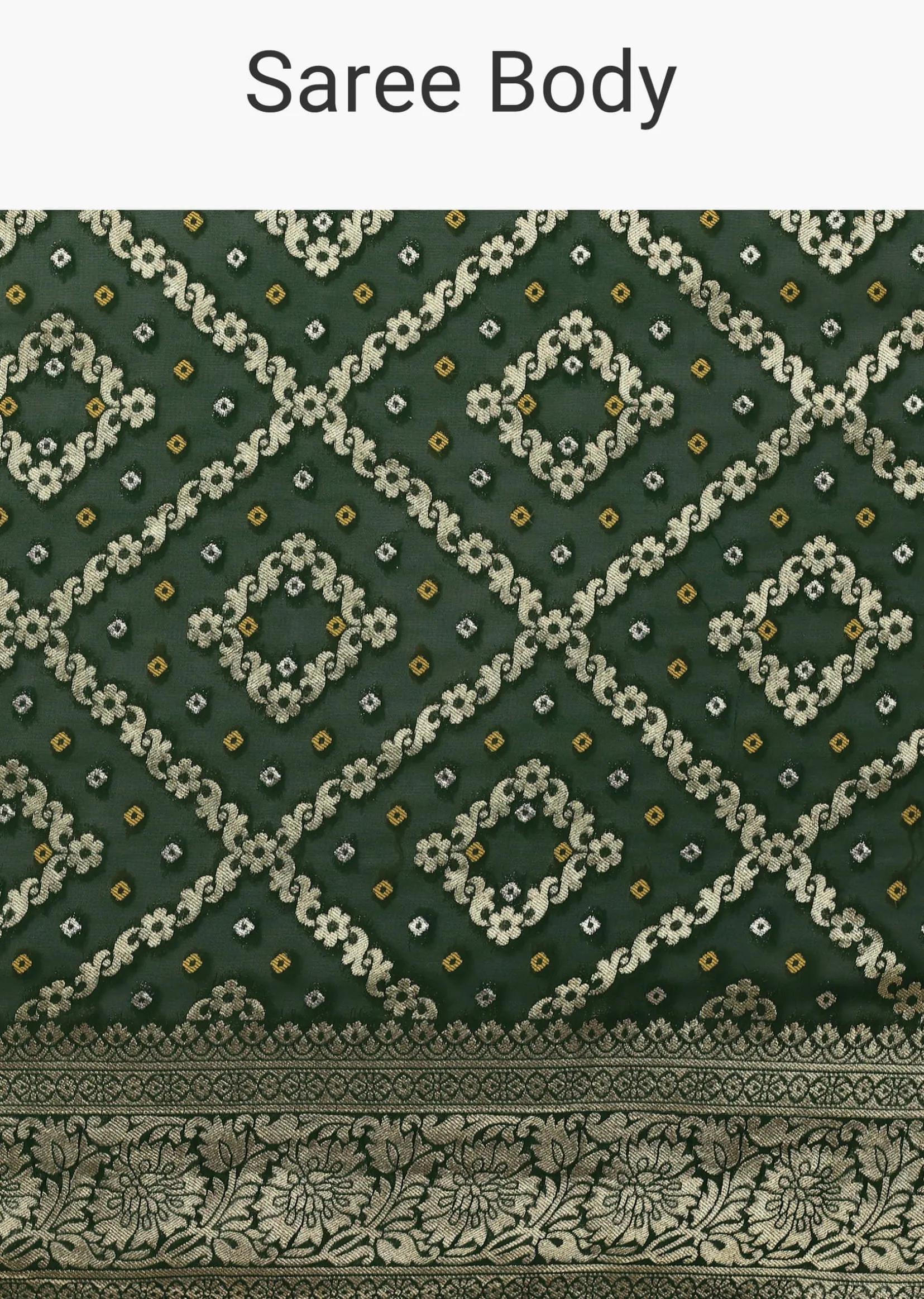 Green Banarasi Georgette Saree With Zari Bandhani Weave And Unstitched Blouse Piece