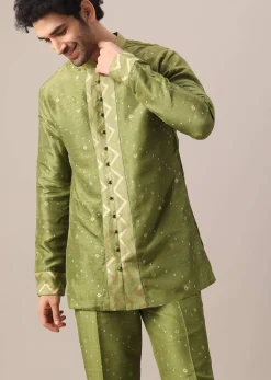 Green Brocade Kurta And Pant Co-ord Set