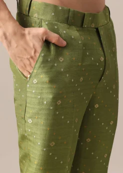 Green Brocade Kurta And Pant Co-ord Set
