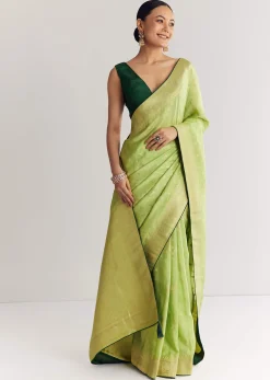 Green Butti Work Saree