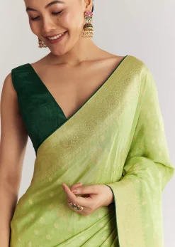 Green Butti Work Saree