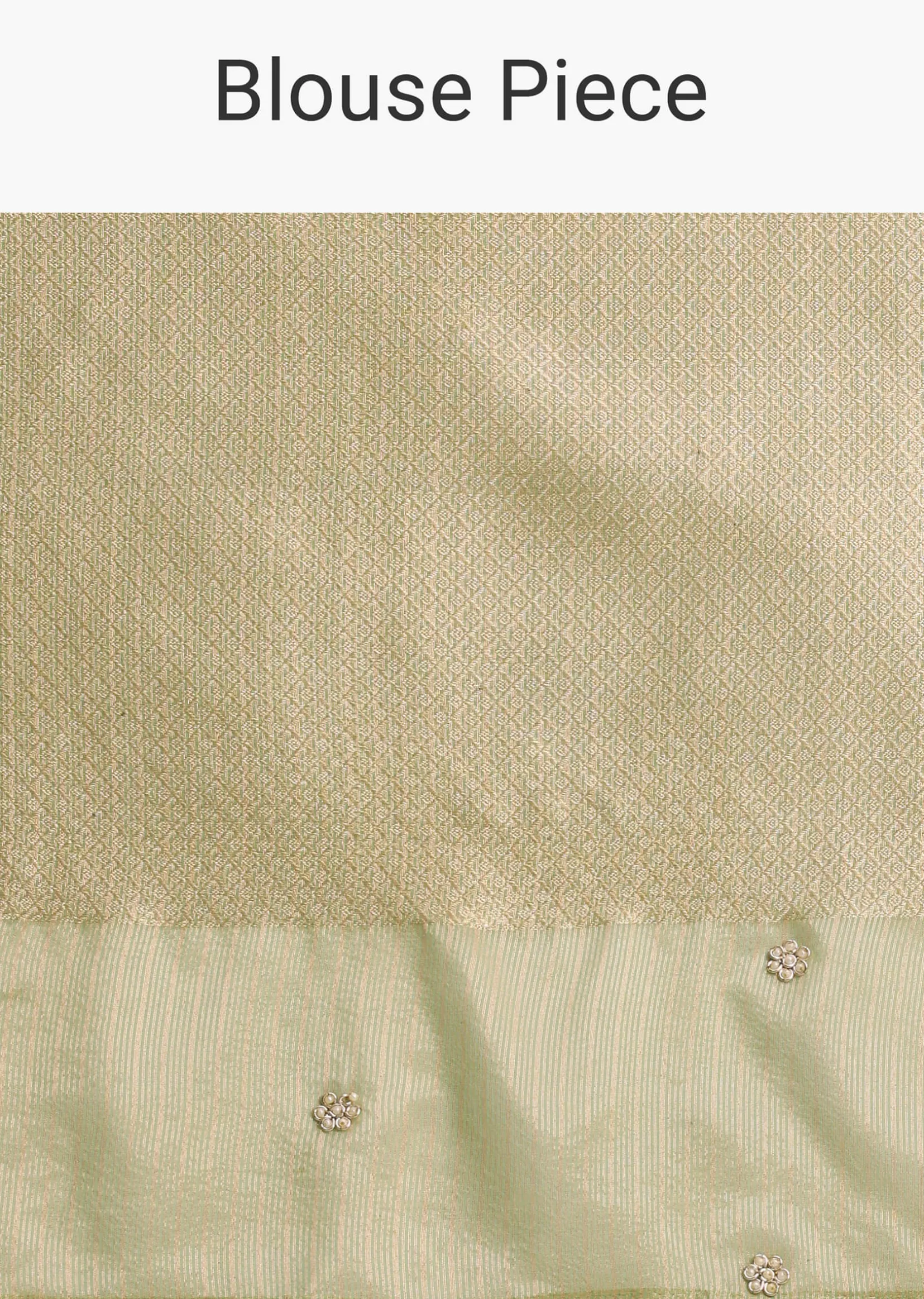 Green Chanderi Tissue Zardosi Embroidered Saree With Unstitched Blouse