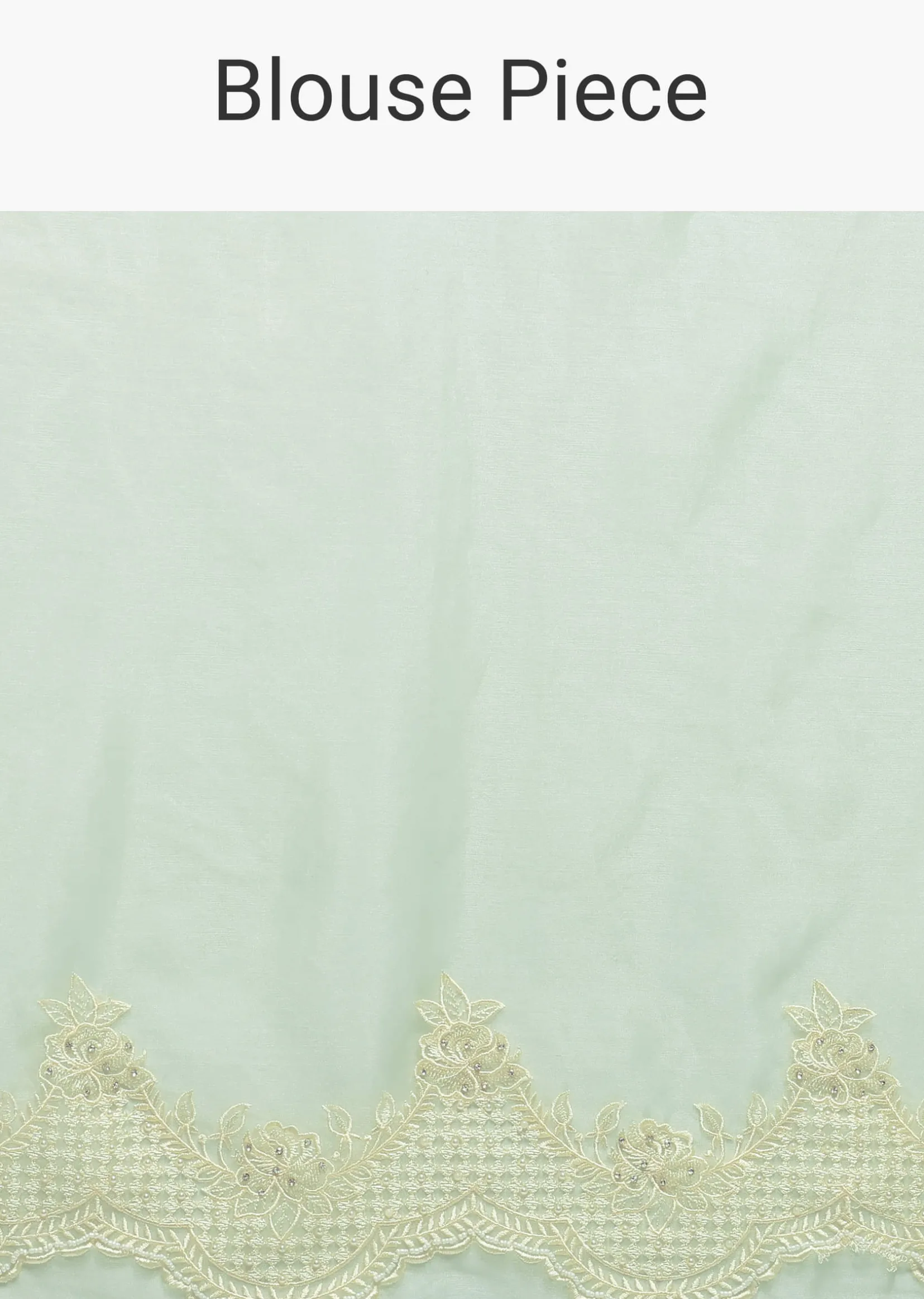 Green Chikankari Saree In Organza Silk With Resham Floral Jaal And Unstitched Blouse Fabric