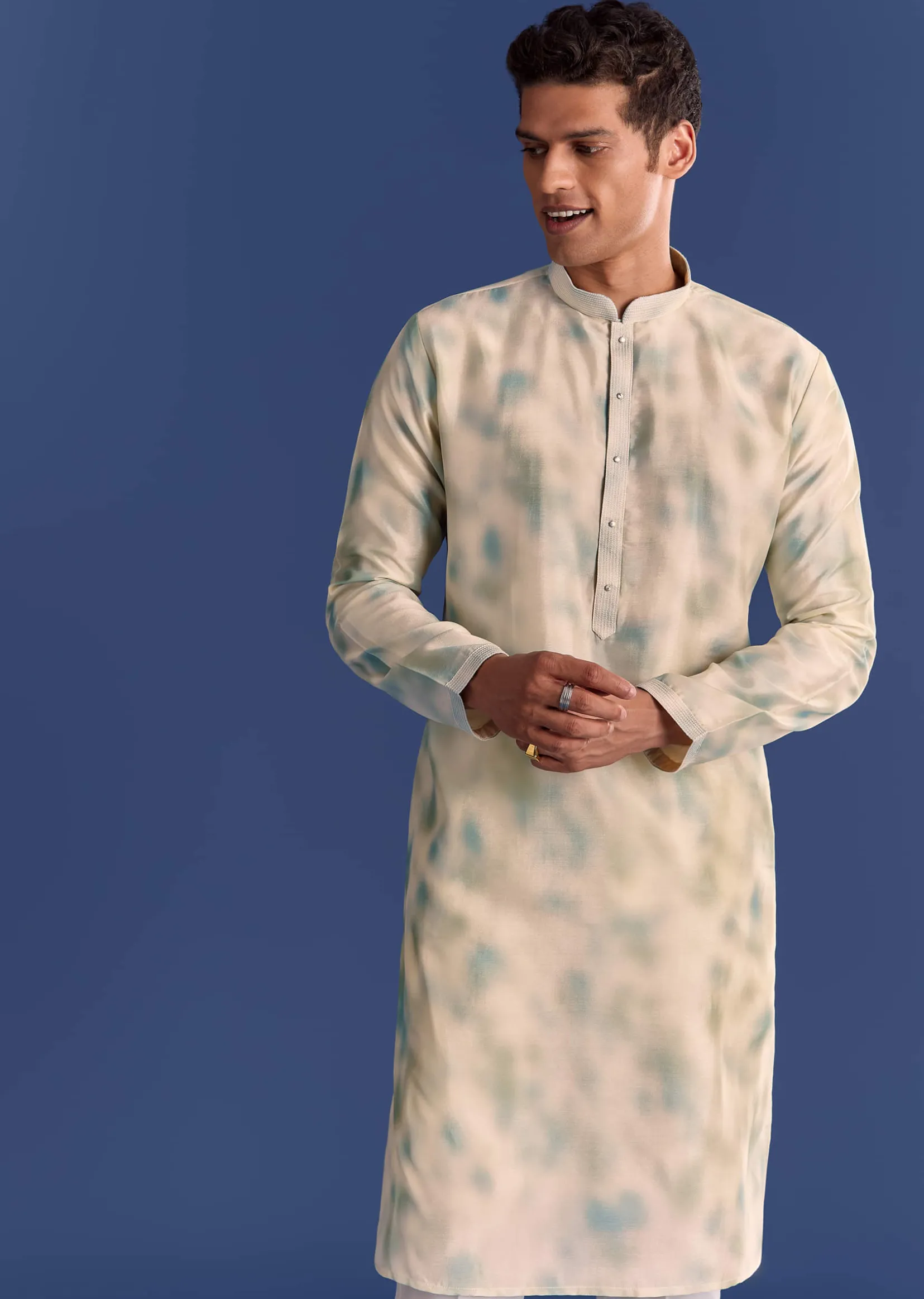 Green Cotton Silk Mirrowork Kurta Jacket Set With Tie Dye Print