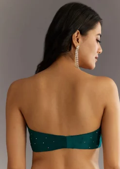 Green Embellished Tissue Saree With Embroidered Cutdana Sequin Border