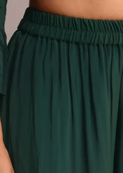 Green Embroidered Anarkali Palazzo Suit With Net Dupatta