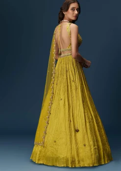 Green Embroidered Bridesmaid Lehenga With Dupatta