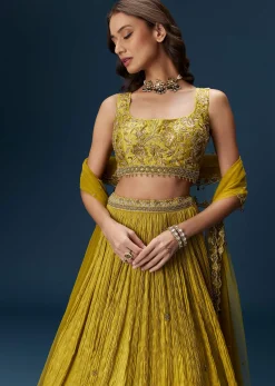 Green Embroidered Bridesmaid Lehenga With Dupatta