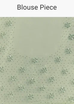 Green Glass Tissue Saree With All Over Cutdana And Sequins Embroidery