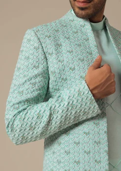 Green Jacquard Jacket Set