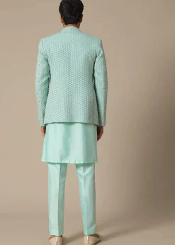 Green Jacquard Jacket Set