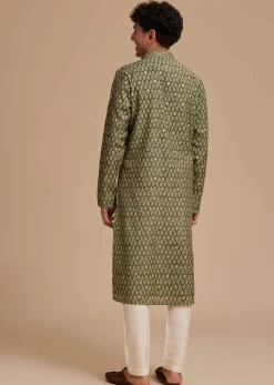 Green Muslin Mughal Printed Kurta Set