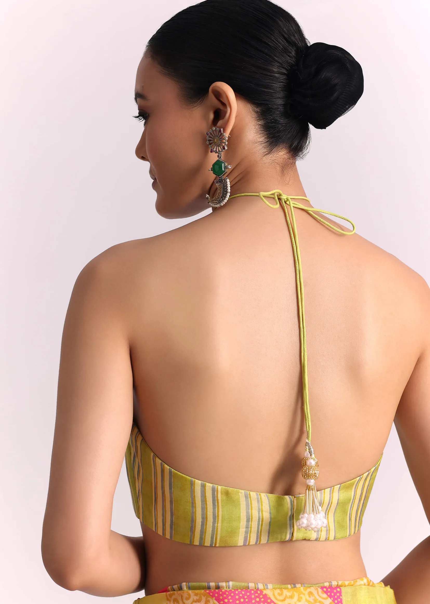 Green Muslin Printed Saree with Mirror Work