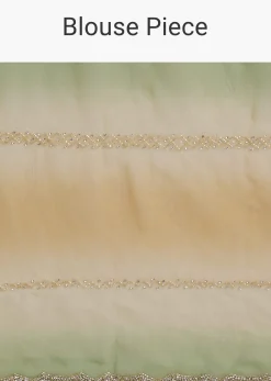 Green Orange Shaded Soft Organza Saree With Cutdana Embroidery And Stone Embellishment