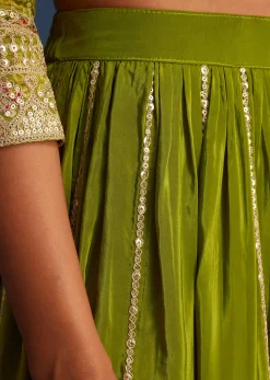 Green Organza Bandhani Print Palazzo Set