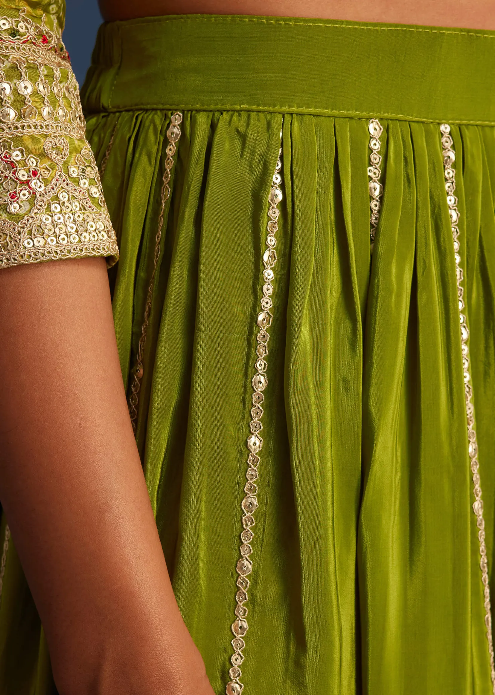 Green Organza Bandhani Print Palazzo Set