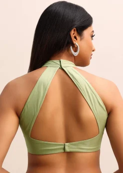 Green Organza Cutdana Saree With Unstitched Blouse