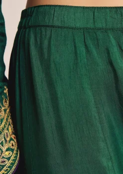 Green Organza Kurta Sharara Suit With Zari Butti Work