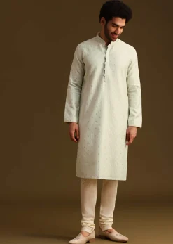 Green Pista Art Silk Kurta Set