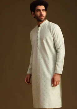 Green Pista Art Silk Kurta Set