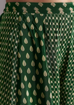 Green Printed Crepe Palazzo Set With Dupatta