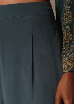 Green Printed Crepe With Stone Work Kurta Palazzo Set