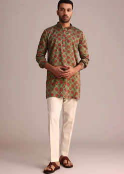 Green Printed Kurta And Pant