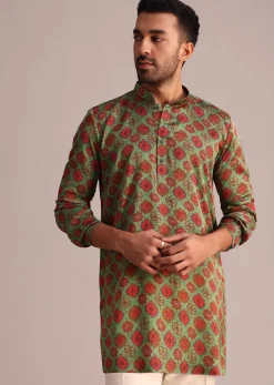 Green Printed Kurta And Pant