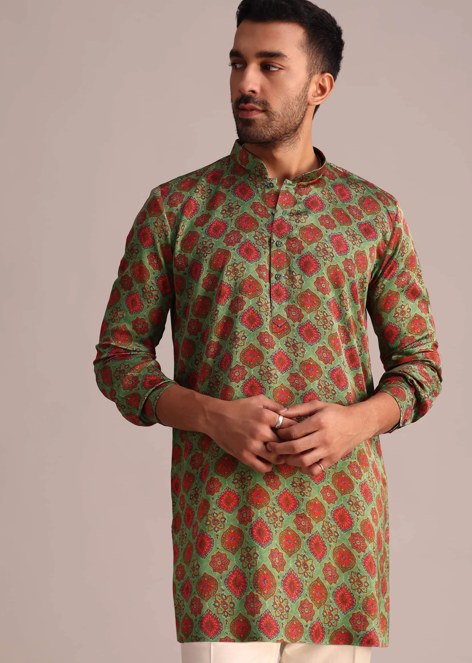 Green Printed Kurta And Pant