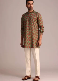 Green Printed Kurta And Pant