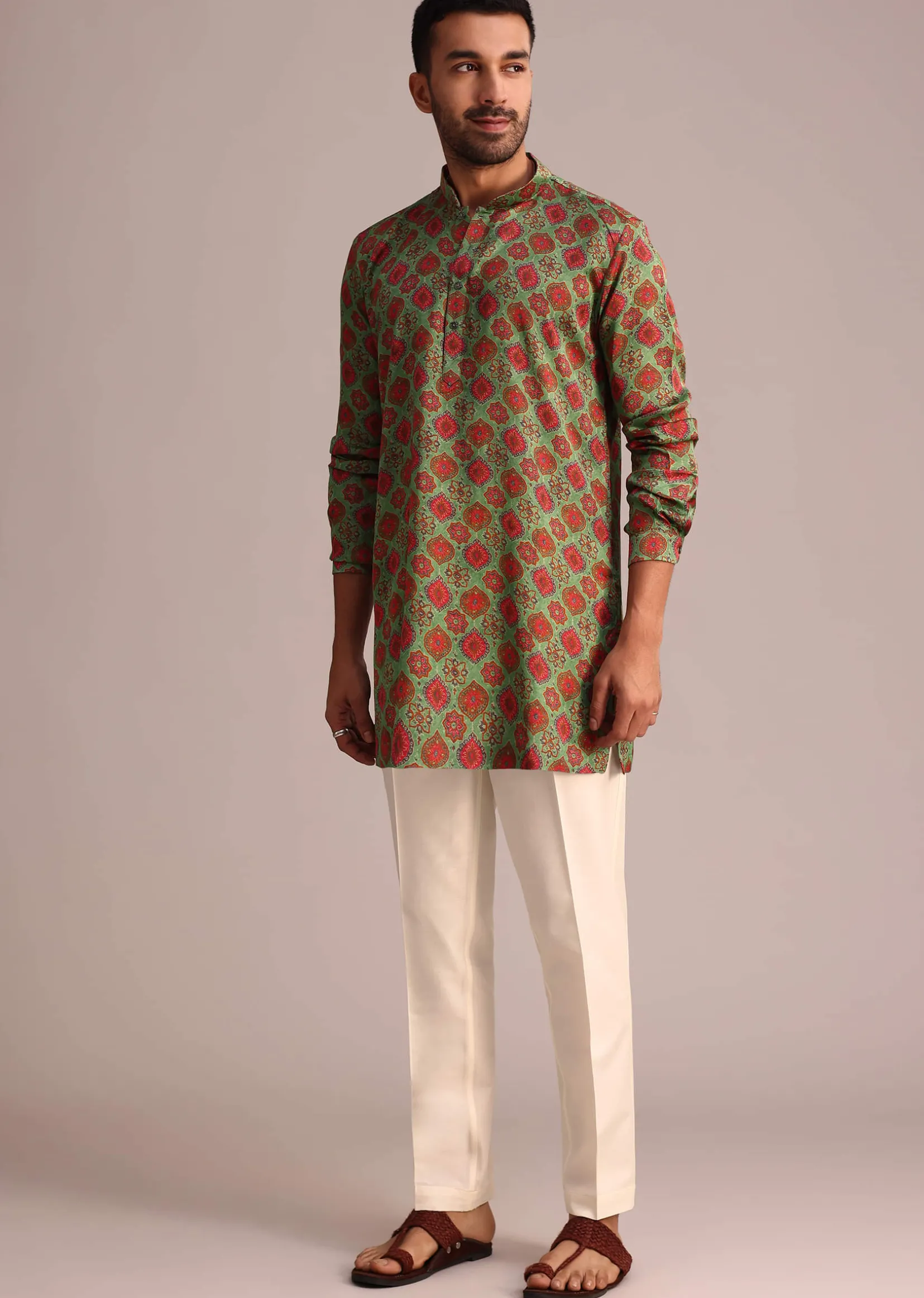Green Printed Kurta And Pant