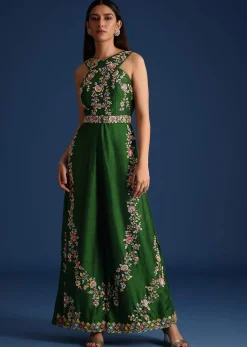 Green Resham Work Jumpsuit