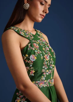 Green Resham Work Jumpsuit