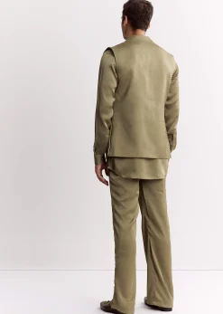 Green Silk Kurta Set With Gotta Embroidered Jacket
