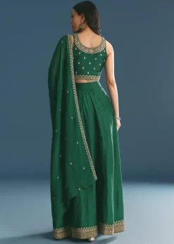 Green Silk Lehenga Choli With Zari And Sequins Work