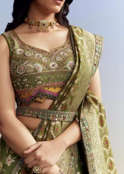Green Tissue Embroidered Bridesmaid Lehenga