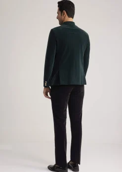 Green Velvet Jodhpuri Suit With Pocket Square