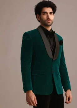 Green Velvet Tuxedo Suit