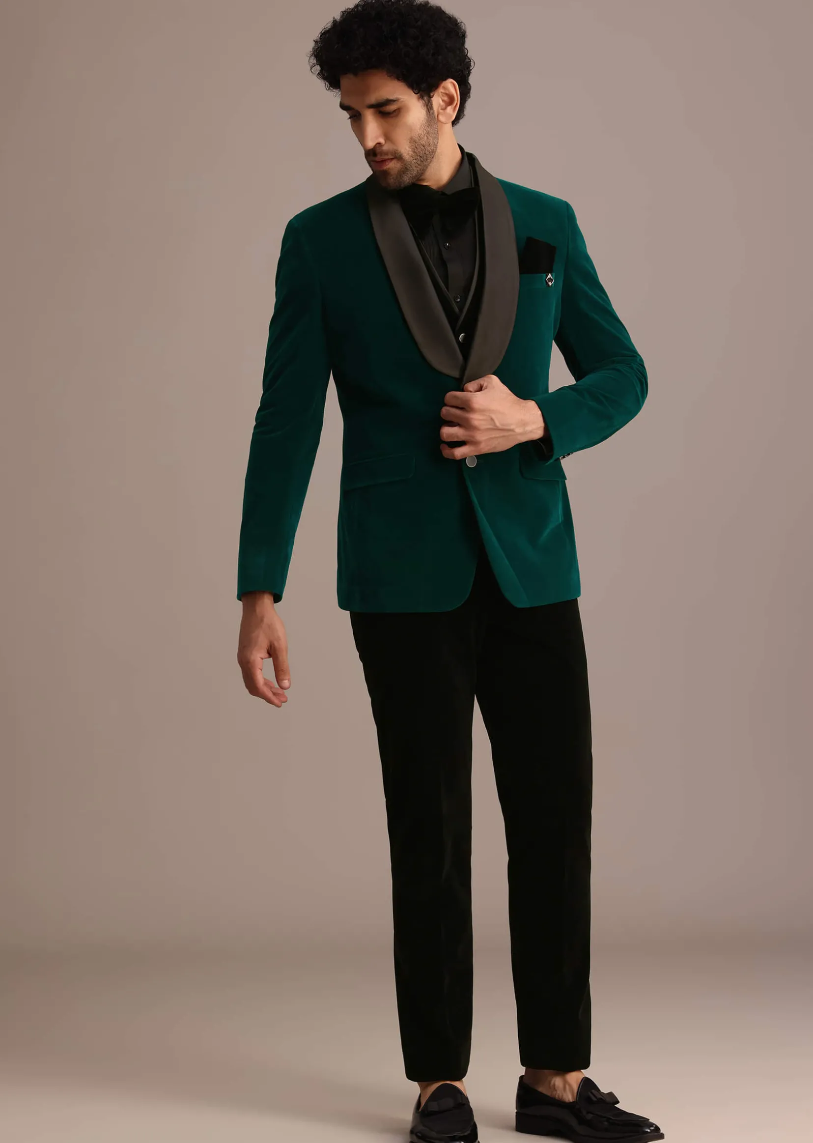 Green Velvet Tuxedo Suit