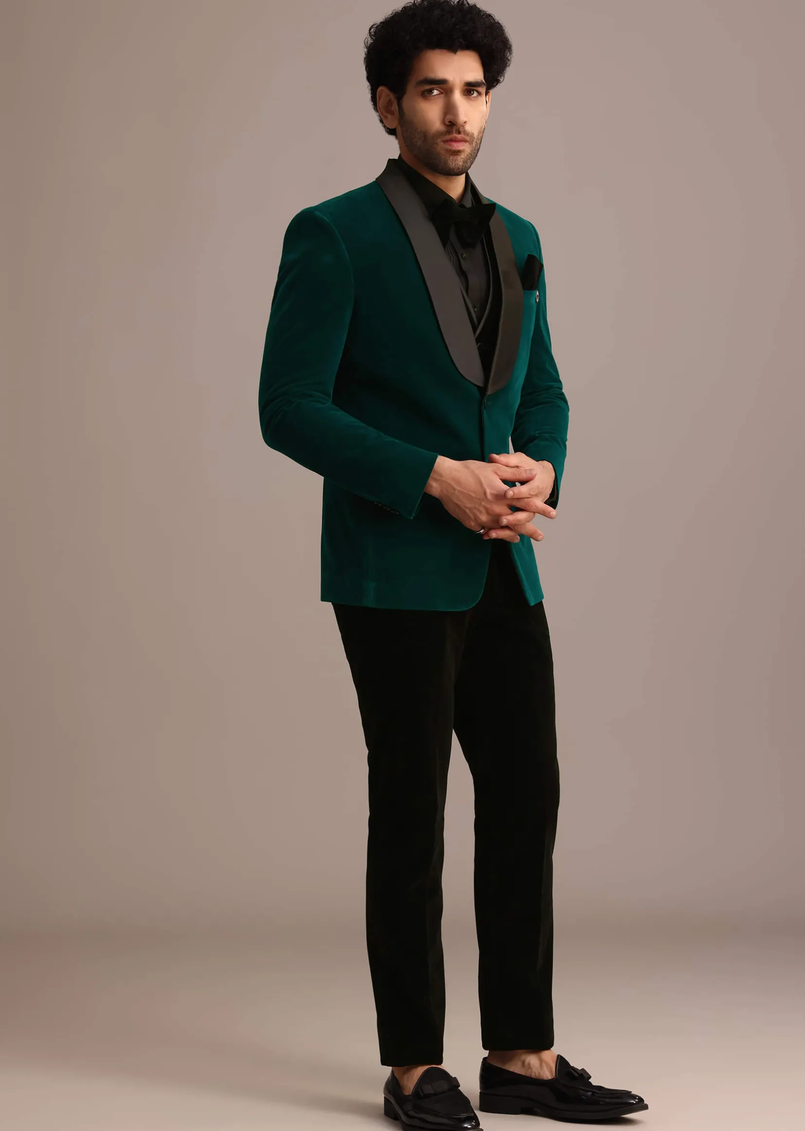 Green Velvet Tuxedo Suit