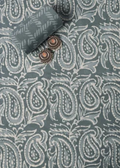 Grey Batik Hand Block Printed Cotton Dress Material