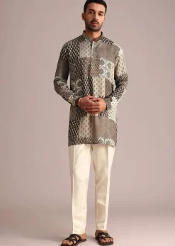 Grey Geometric Printed Kurta