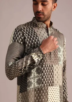 Grey Geometric Printed Kurta