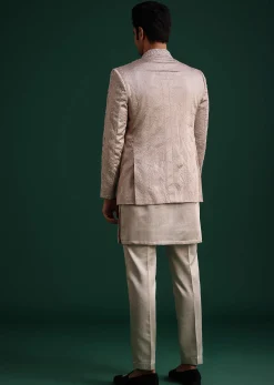 Grey Hand Work Jacket Kurta Set