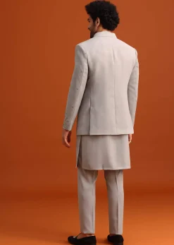 Grey Indo Western Jacket And Kurta Set