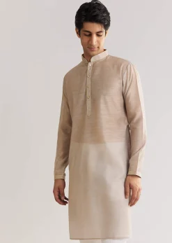 Grey Kurta Set With Floral Printed Jacket