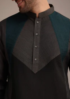 Grey Kurta Set With Pintuck Detailing