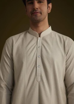 Grey Kurta Set With Pintuck Detailing
