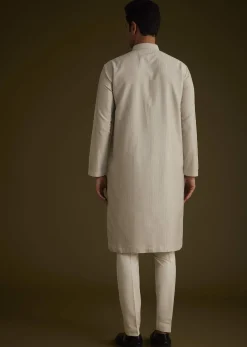 Grey Kurta Set With Pintuck Detailing