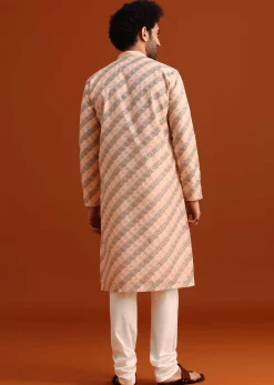 Grey Kurta Set With Striped Print